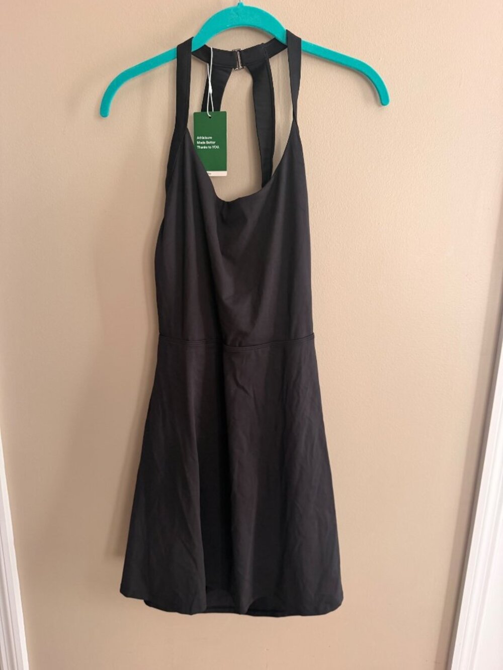 Halara XL Black Athletic Dress With Built-In Shorts & Open Back XL Nylon-Blend